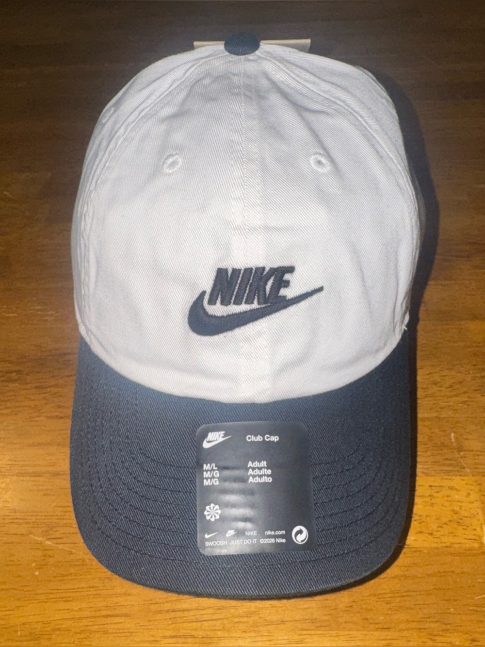 Nike Club Cap Swoosh Baseball Hat FB5368 101 Unisex M/L White Black New W Tags